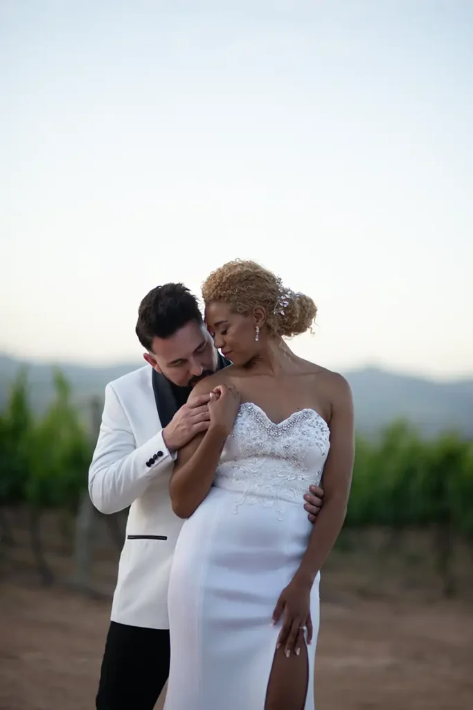 Fairytale wedding at Cavalli Estate-Amy & Lee photos 5 shoulder kiss